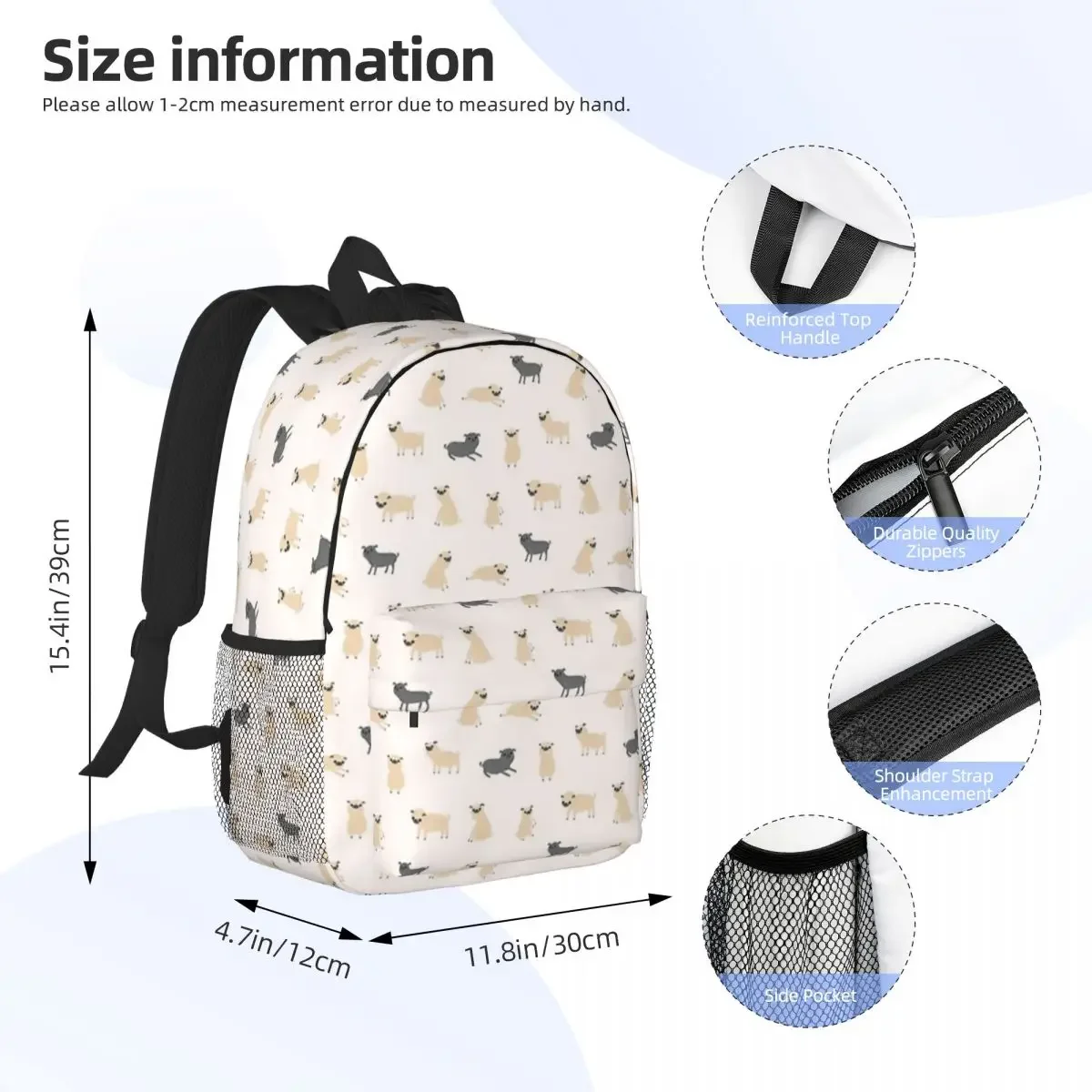 PDPPattern-Sacs à dos pour garçons et filles, cartable décontracté pour étudiants, sacs d'école, sac à dos pour ordinateur portable, sac initié, grande capacité