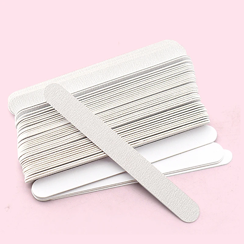 100 Pcs Replacement Nail File 80/100/180/240 Grit Straight Grey Sandpaper Pads With Metal Handle Removable Files for nails