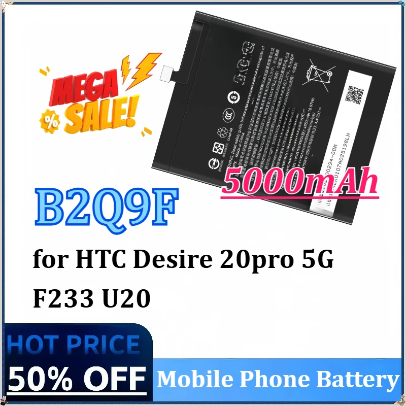 

Newly Upgraded 5000mAh B2Q9F100 Battery for HTC Desire 20pro 5G F233 U20 High-Capacity Replacement Mobile Phone Battery