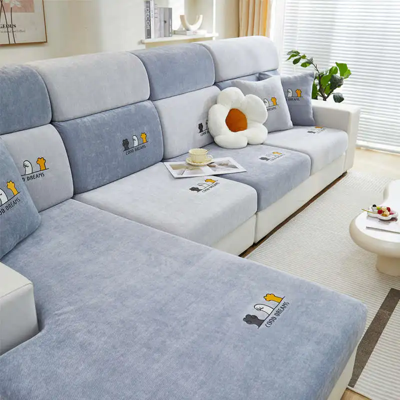 Cartoon Chenille Sofa Seater Covers Four Seasons Universal All-inclusive Couch Cushion Slipcover Modular Sofa Mattress