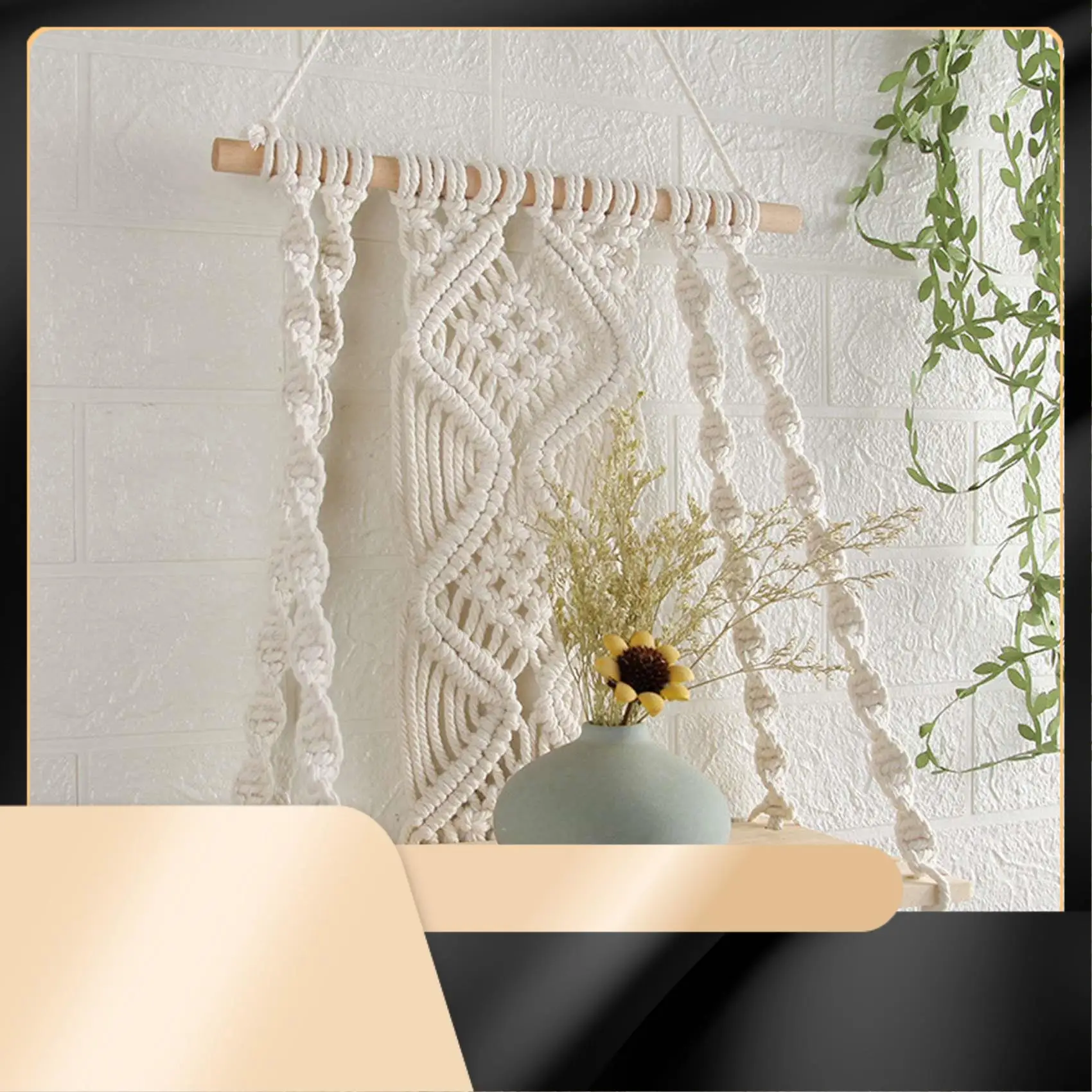 

X40A_XA-2X Boho Macrame Wall Hanging Shelf Handmade Woven Tassel Tapestry Rack Wood Floating Storage Hanger For Home Wall Decor