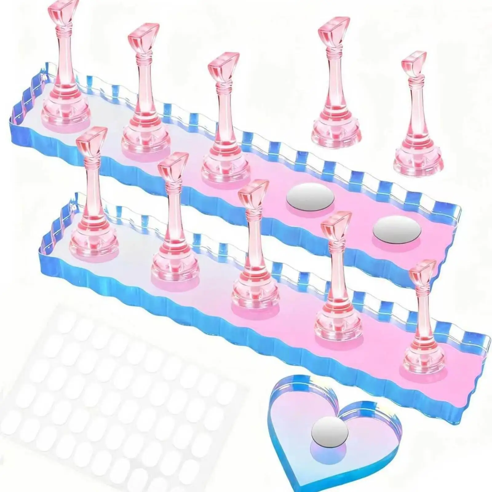 Acrylic Nail Art Practice Holder Kit Iridescent Nail Practice Holder with Sheets Transparent for DIY Enthusiasts, Salon Trainees