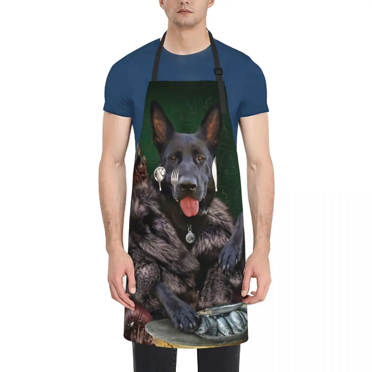 Black German Shepherd Portrait - Luna Apron chef for man for kitchen useful household woman Apron