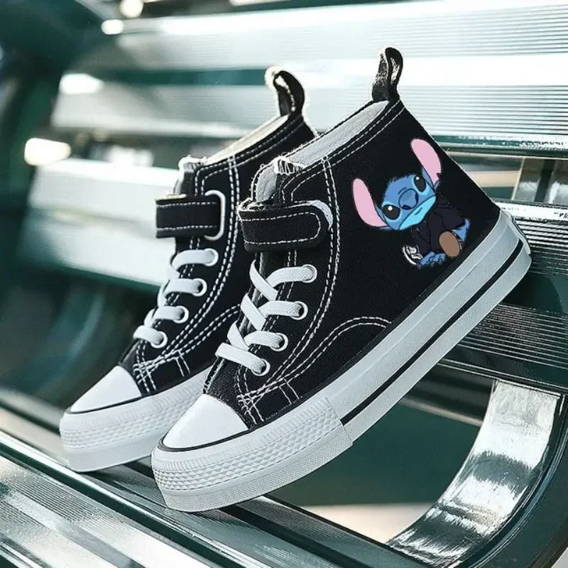 Zapatos cómodos informales de dibujos animados para niña, zapatillas deportivas de alta calidad Lilo Stitch para niños, zapatos de lona con estampado de Disney para niños, zapatillas de tenis para niños love