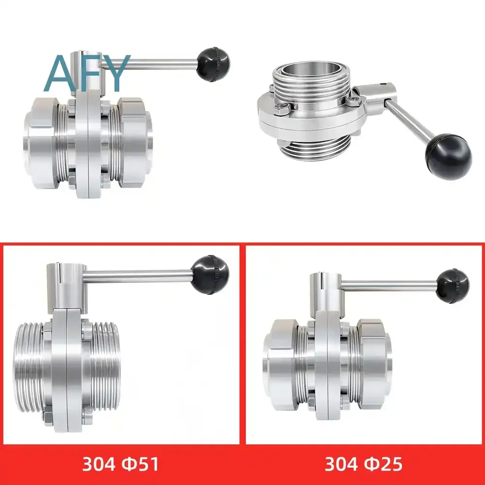 Steel T Shaped Butterfly Valve for Sanitary Applications External Wire Manual Valve with SMS Thread External Threaded Disc