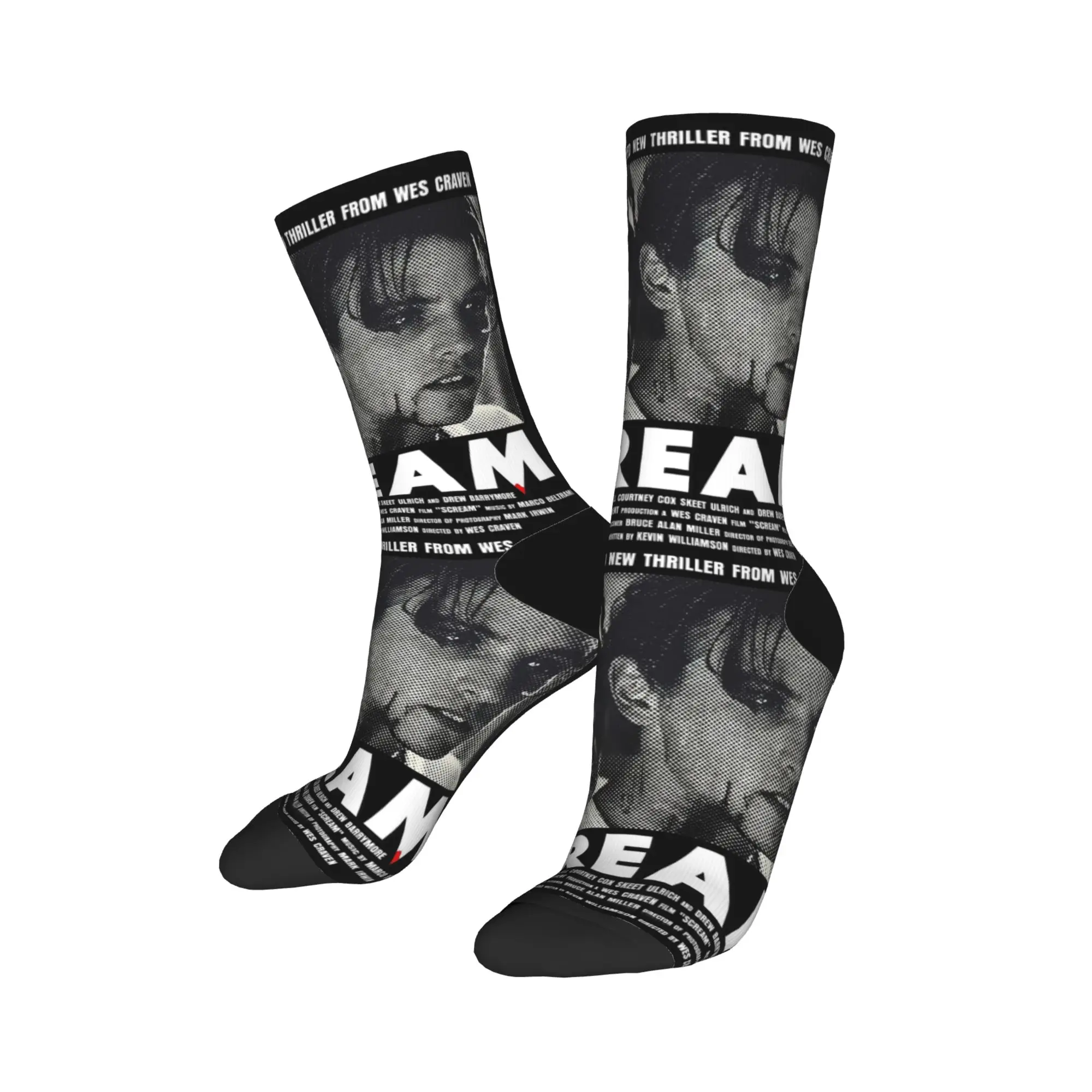 New Men's Socks Harajuku Retro Horror Scream 1996 Sock Polyester  Skateboard Women Socks Spring Summer Autumn Winter