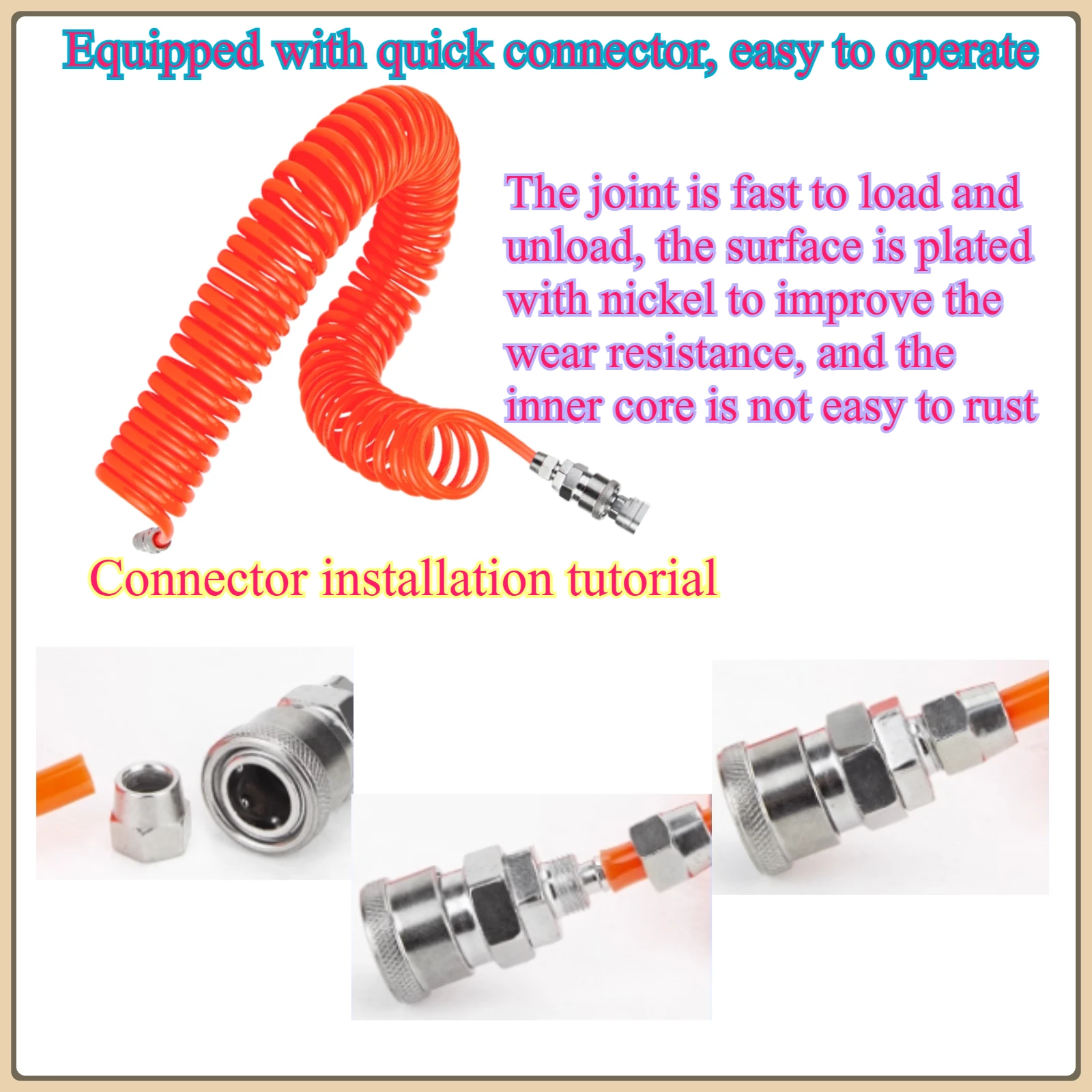 Air compressor outlet 3/6/9/12/15M tubular polyurethane high-pressure PU spring air-tube air-compressor spiral tube air-pump