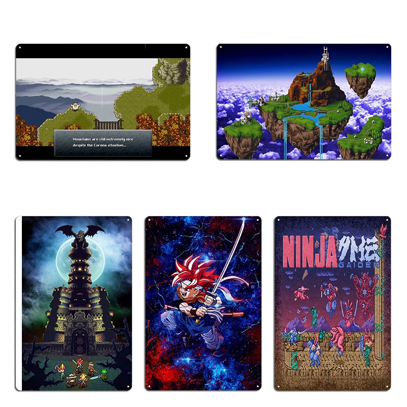 Chronotrigger CHRONO TRIGGER, carteles de Metal del Reino de Zeal, cueva, placas de garaje personalizadas, cartel de estaño para Club