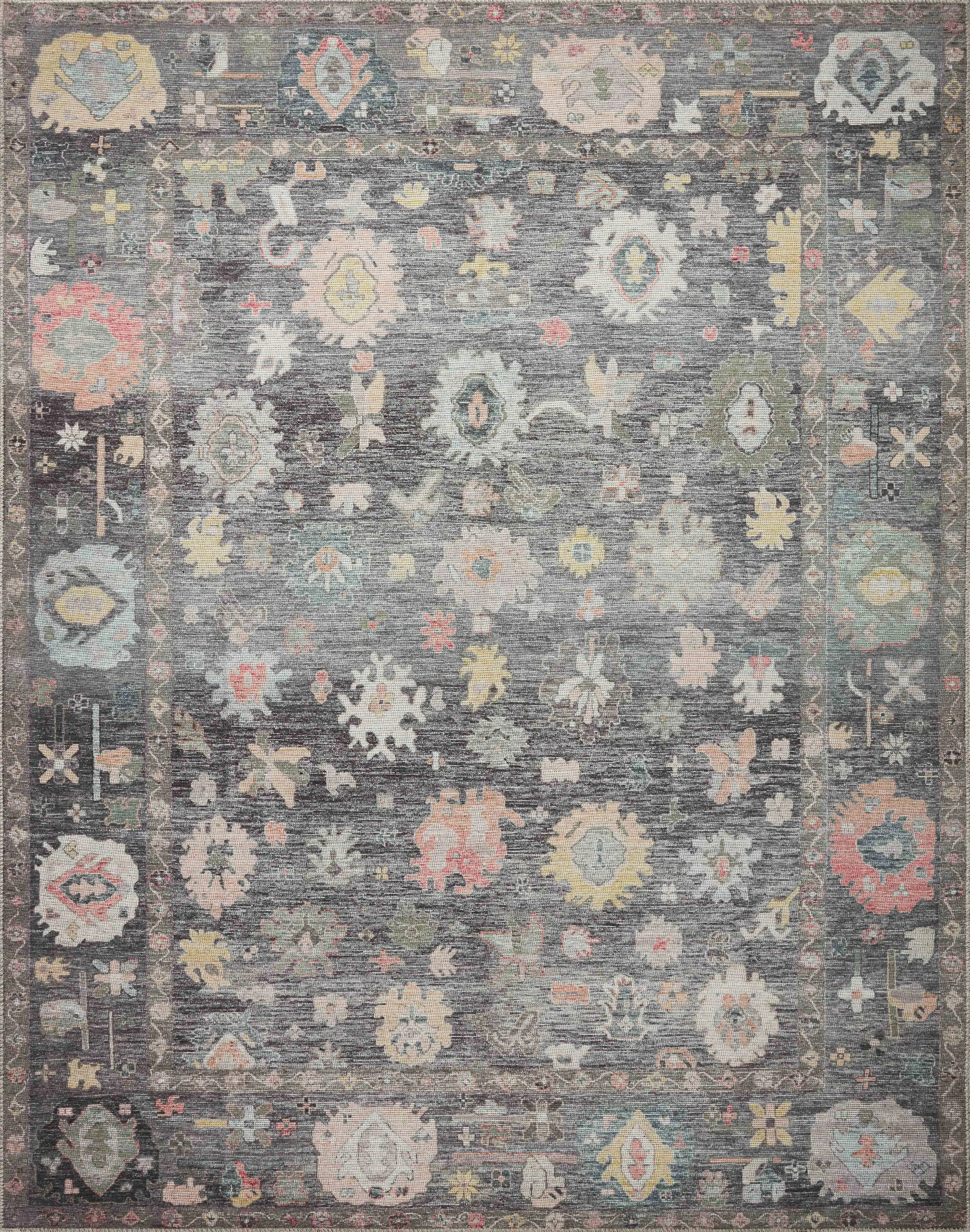 

Elysium Indoor Livingroom Charcoal / Multi Oriental Area Rugs, 3'-6 X 5'-6