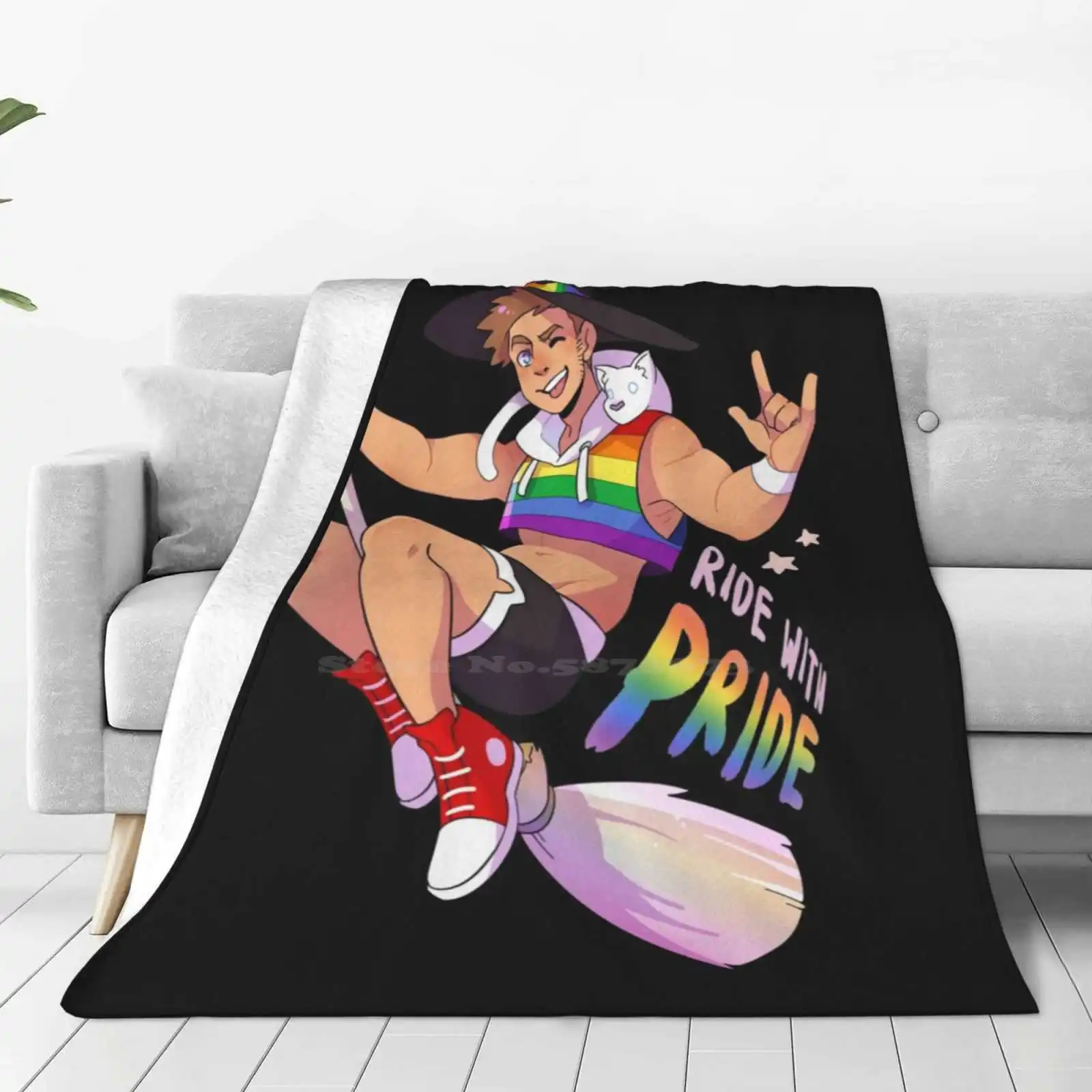 Ride With Pride-Gay Blanket Soft Warm Travel Portable Blanket Witch Gay Pride Lgbt Pride Homosexual Character Cat Purple Gay