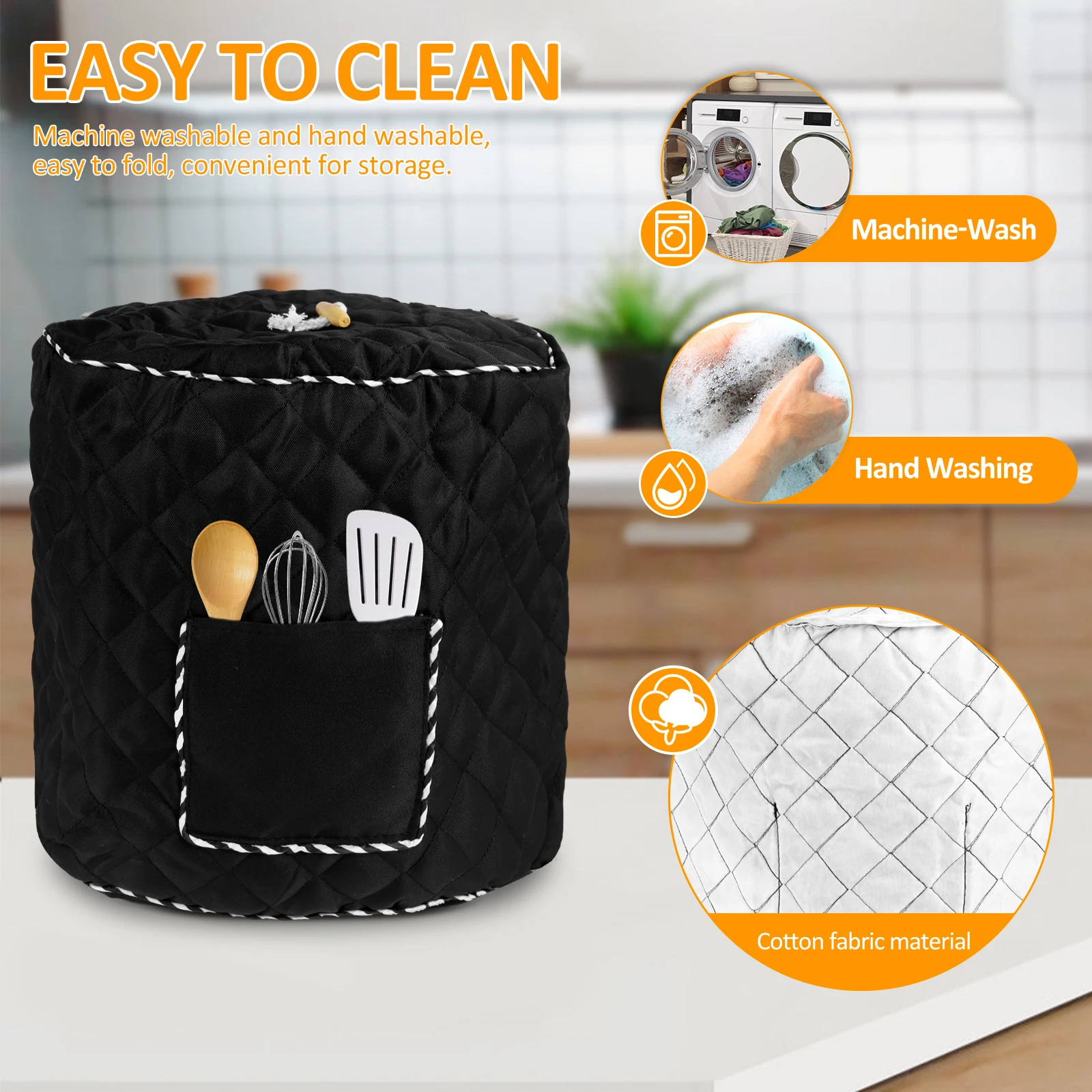 1/3Pcs Kitchen Pressure Pot Dust Cover Washable Air Fryer Cover with Pocket 31x33 cm Foldable Electric Pressure Cooker Covers