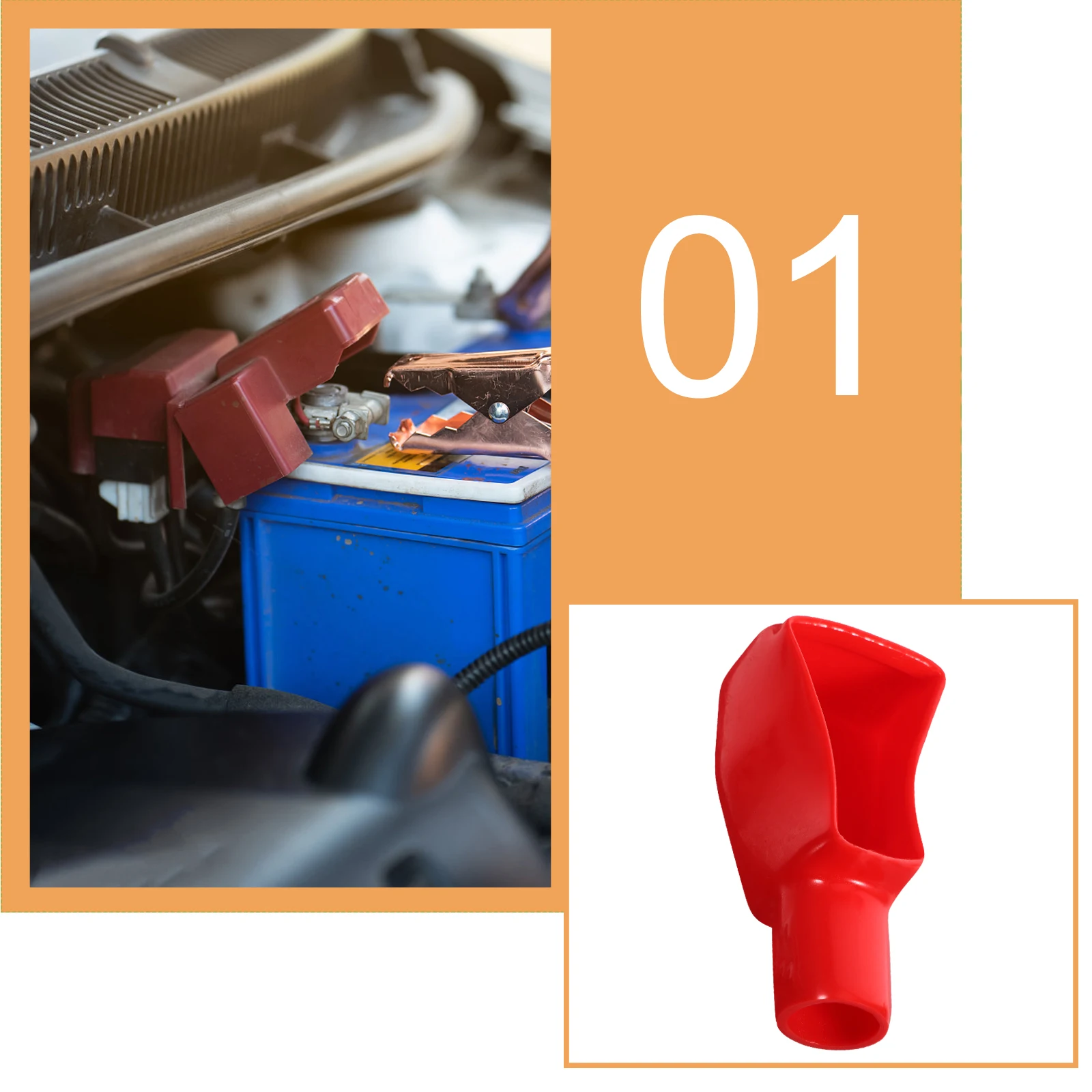 

2 pcs Car Protective Cover PVC Flame-Proof Anti-Slip Terminal Cap Insulated Universal Fit for Truck Motorbike Positive
