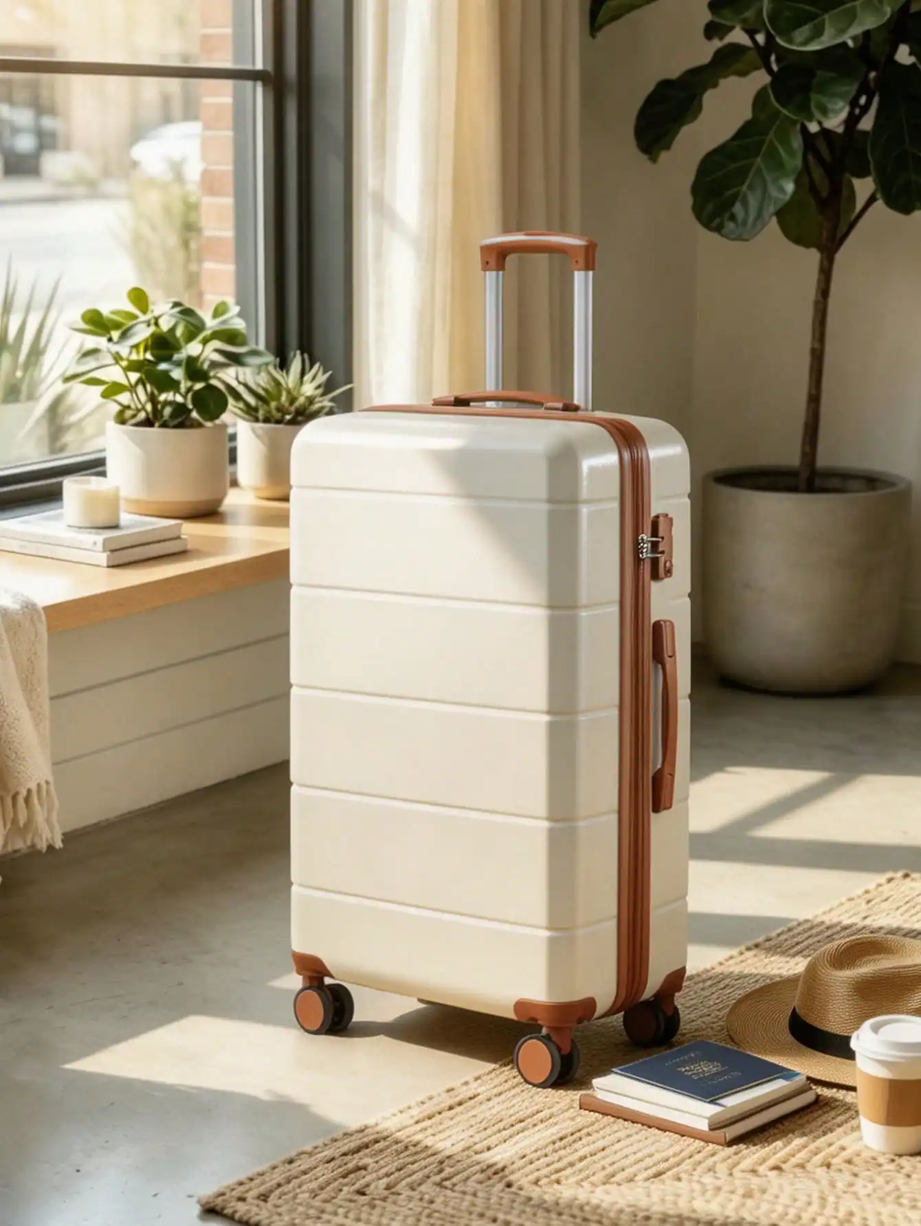 24/28 Inch Expandable Hardside Checked Luggage Set, Durable ABS Rolling Suitcase with 360° Smooth Spinner Wheels and TSA Combination Lock, Large Capacity Hard Shell Travel Trolley Case, Ideal for Family Vacations, International Travel for Men Women