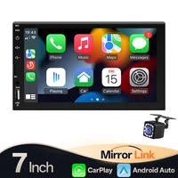 Hippcron 7 ""Radio de coche 2Din reproductor Multimedia MP5 con cable Carplay Android AutoTouch pantalla FM AUX entrada Bluetooth soporte cámara