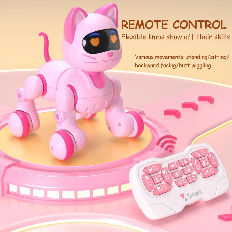 Smart Robot Cat Programmable Intelligent Remote Control Robot Cat Stunt Cat Voice Command Educational Pet Children Toy Girl Gift