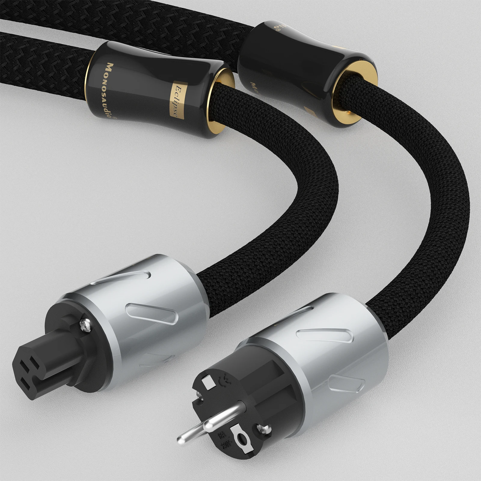 Monosaudio Eclipse Reference Series 6N Pure Silver Przewód zasilający AC Schuko z rodowaną wtyczką zasilającą EU/US/AU