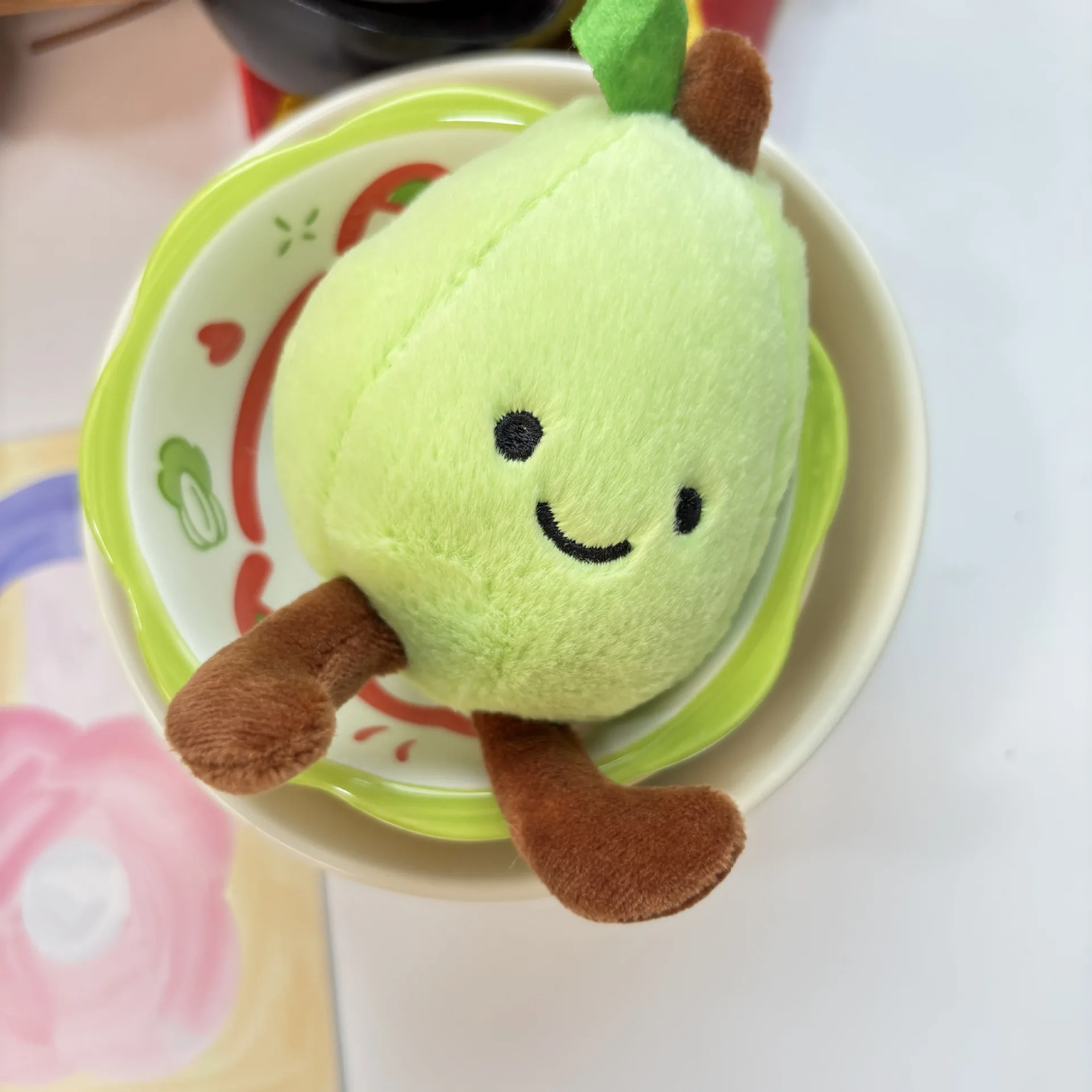 ins Simpatico peluche verde pera frutta bambola ciondolo peluche portachiavi cartone animato frutta giapponese bambola di peluche confezione decorazione regalo carino