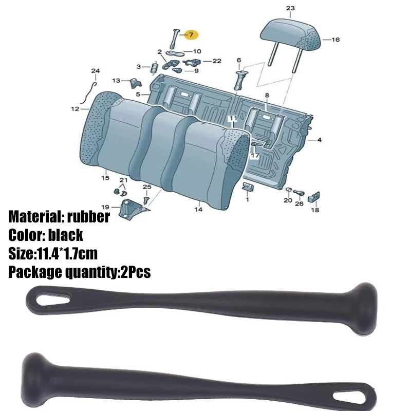 2Pcs Rubber Black R… - image