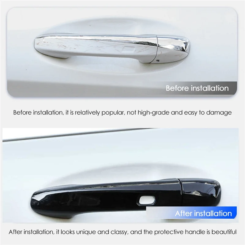 

A82E-4Pcs Outer Door Handle Cover Trim Stickers For Mercedes Benz C E GLC GLB A B GLE GLS CLA GLA 15-24 4Doors With Holes