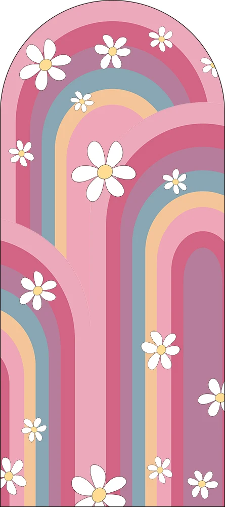 Mocsicka Arcobaleno Fiore Arco Copertina Sfondo Elastico bifacciale Compleanno per bambini Matrimonio per adulti Sfondo ad arco Decorazioni per feste Puntelli