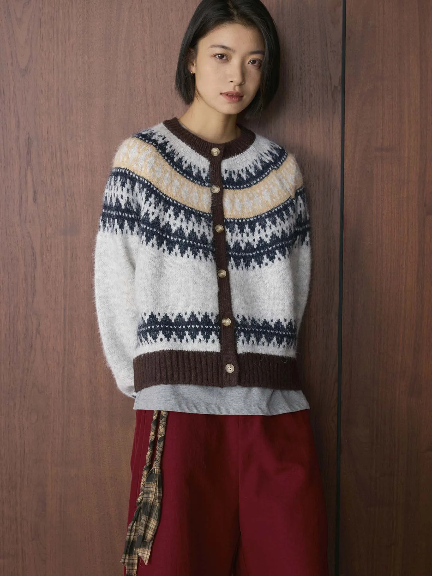 سترة صوف محبوكة من قماش الجاكار بتصميم كلاسيكي كوري جديد للشتاء سترة واحدة الصدر للنساء