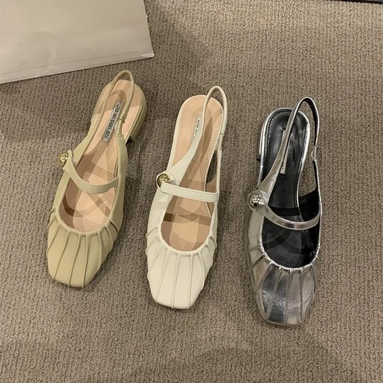 

Korean Version of Baotou Sandals Women's Women's Summer Wear Mules Hundred Matching Skirts Block Heeled Mary Jane Shoes