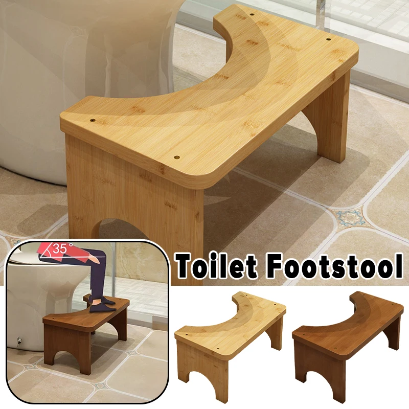 

Sturdy Bamboo Toilet Squat Stool Adults Children Toilet Auxiliary Foot Stool Wide Stable Bathroom Potty Stool Portable Design