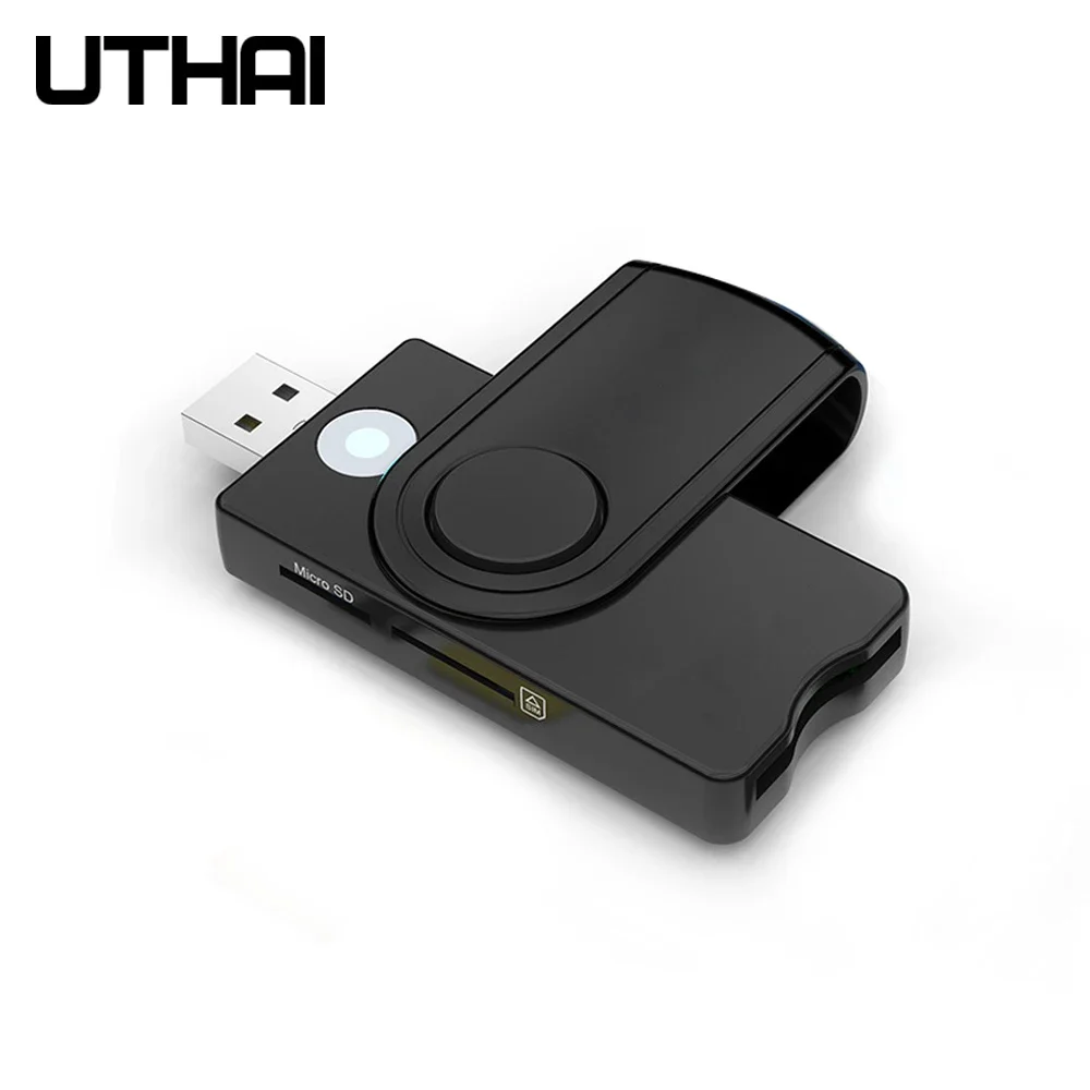 قارئ بطاقات UTHAI الذكي للنوافذ 7 8 10 Linux OS ، USB SIM ، IC ID EMV SD TF ، قارئ بطاقات MMC ، ISO