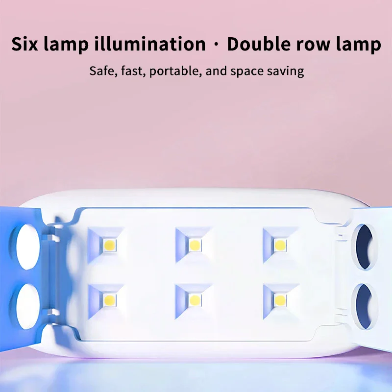 Mini UV LED Nail Lamp 6 LED Gel Nail Polish Dryer Convenient USB Interface Folding Design Manicure UV Curing Light 1PC