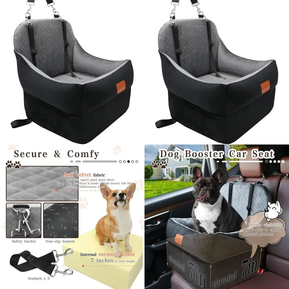 

Pet Booster Seat for Small/Medium Dogs Up to 35 lbs, 7-Inch Elevated Car Seat, Soft Fabric and Memory Foam, Safe and Comfortable