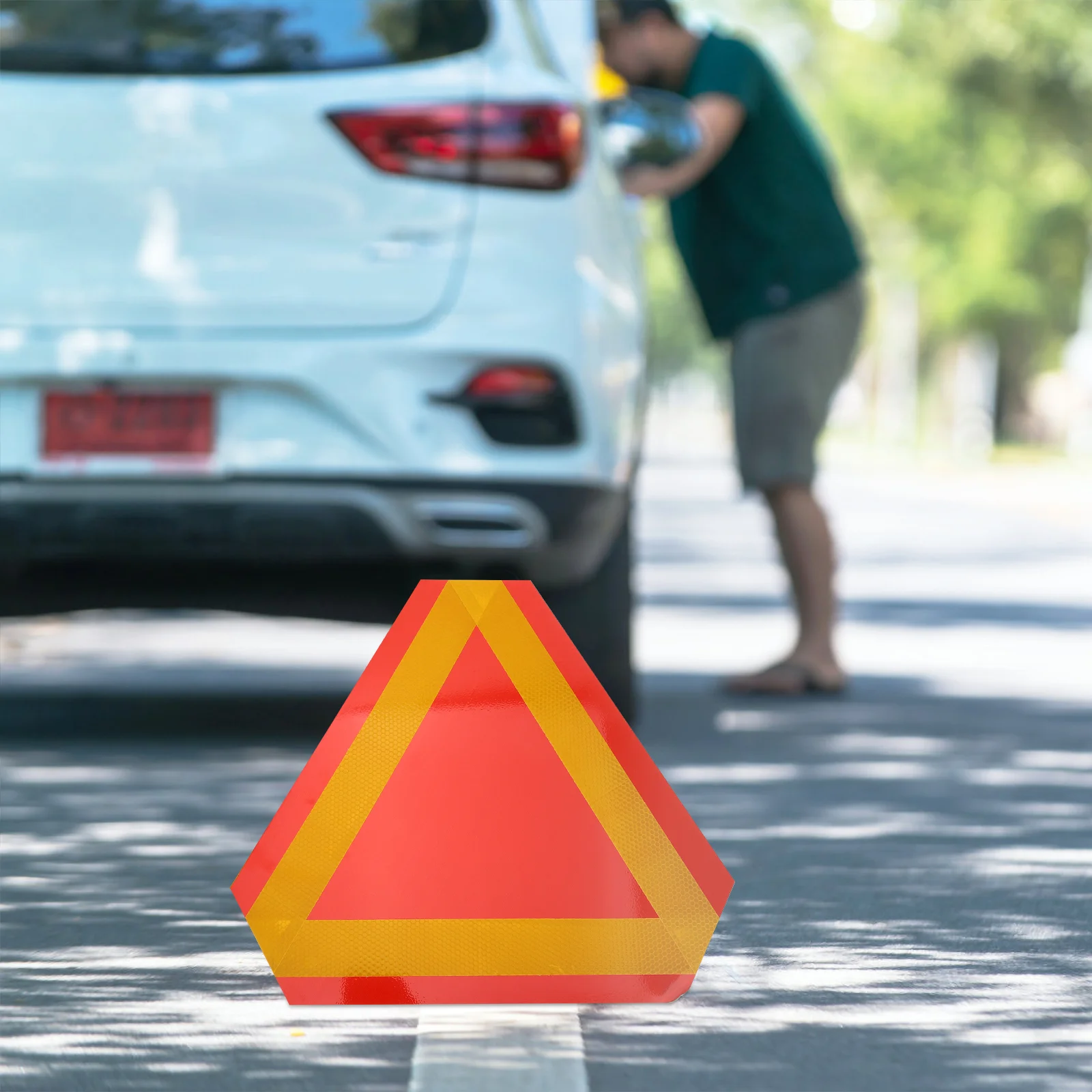 Señal de vehículo de movimiento lento aprobada por puntos triángulos de seguridad para carro de Golf, Reflector Triangular, advertencia de bandera