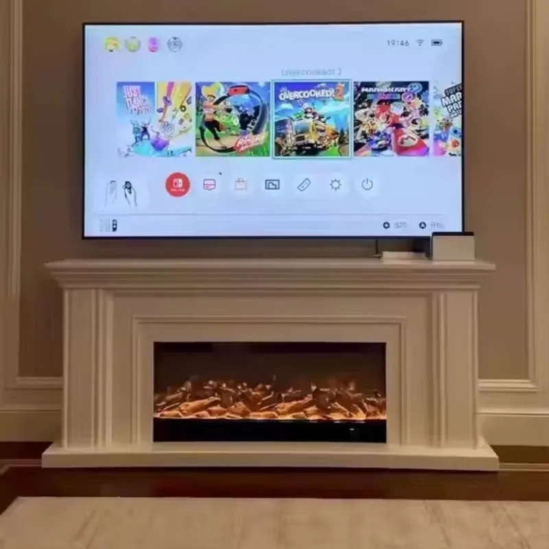 2025 New Design Freestanding Electric Fireplace TV Standard Frame Remote Controlled Metal For Household Use LED Dynamic Fire