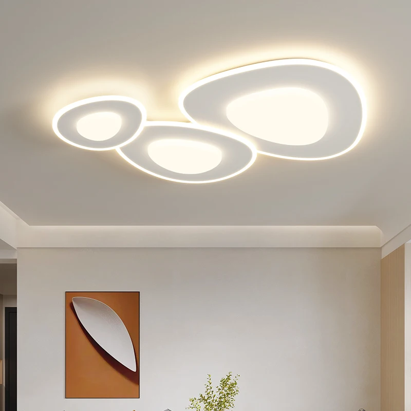 Modern Minimalist Living Room Chandeliers Cream Style Bedroom Lamp Whole House Package Combination Cobblestone Ceiling Lights