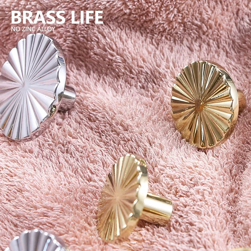 BRASSLIFE Round Brass Gold Furniture Handles For Drawers Bathroom Kitchen Storage Cabinet Pulls Wardrobe Shoe Cupboard Door Knob