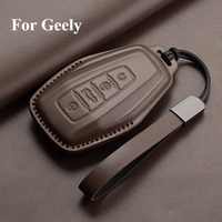 Leather Car Remote Key Case Cover For Geely Emgrand X7 EX7 Coolray 2019 2020 Atlas Boyue NL3 GT GC9 Borui Keyless Key Shell Fob