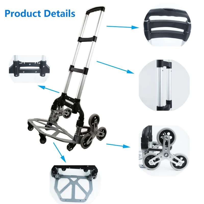 Delivery Trolley On Wheel 75kg All-terrain Stair-Climbing Trolley With Elastic Rope Folding Trolley for Carrying Goods Up 2022