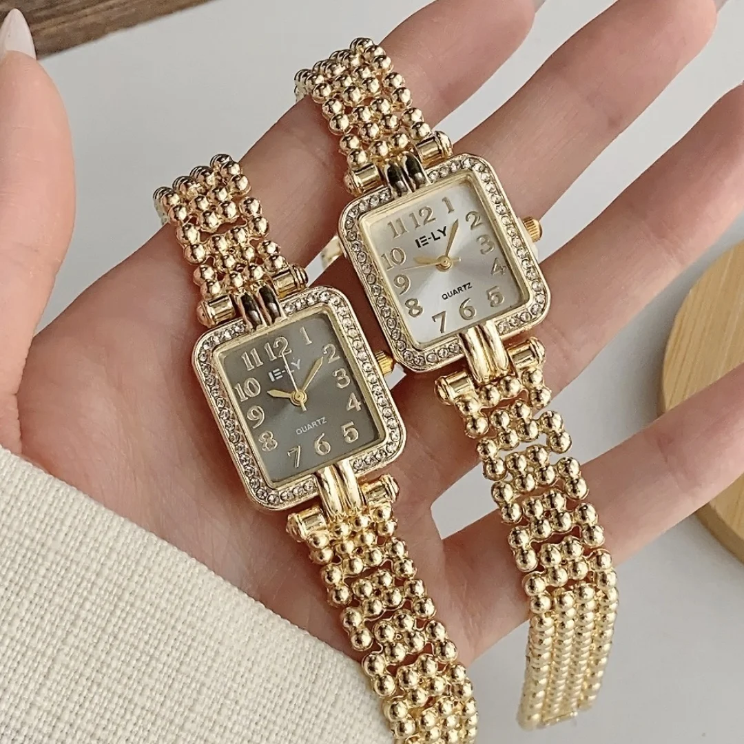 

Elegant Rectangle Women Watches Ladies Rhinestone Quartz Watch Bracelet Strap Fashion Wristwatch Girls Clock Gift Reloj Muje