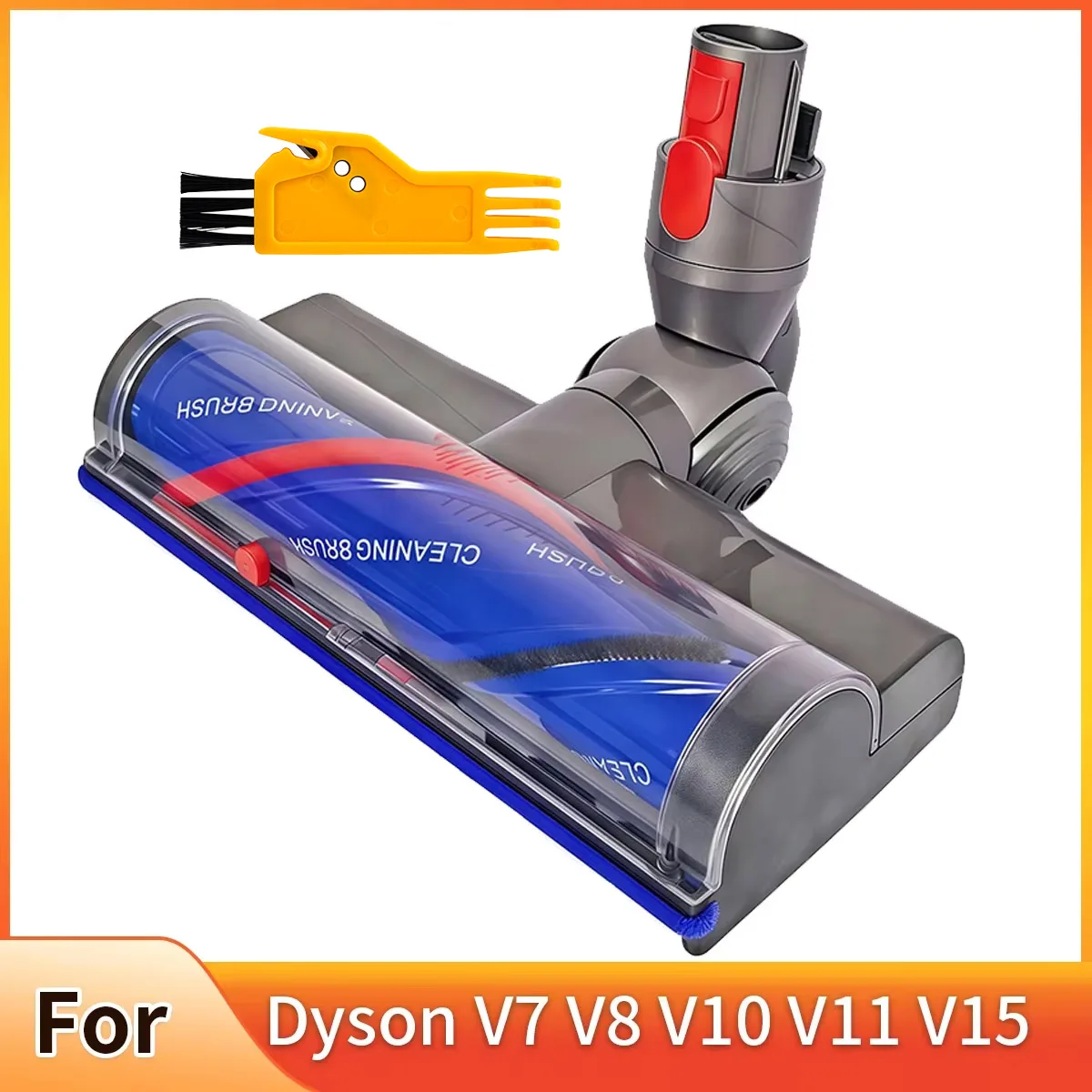 Brosse à outils et tête de brosse de sol pour accessoires d'aspirateur Dyson V7 V8 V10 V11 V15 avec lumière anti-poussière LED verte, dégagement rapide
