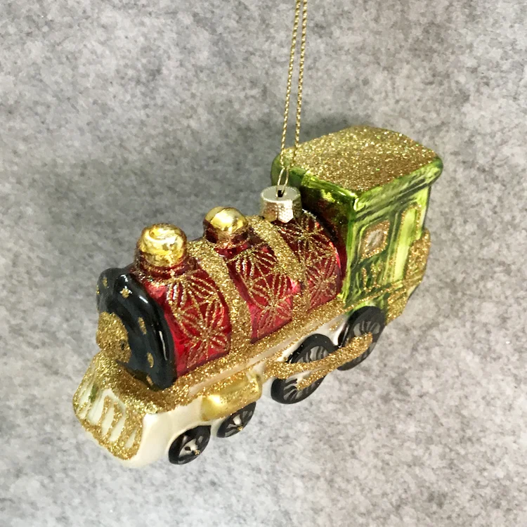 Christmas tree decoration glass foreign trade 3-inch small train