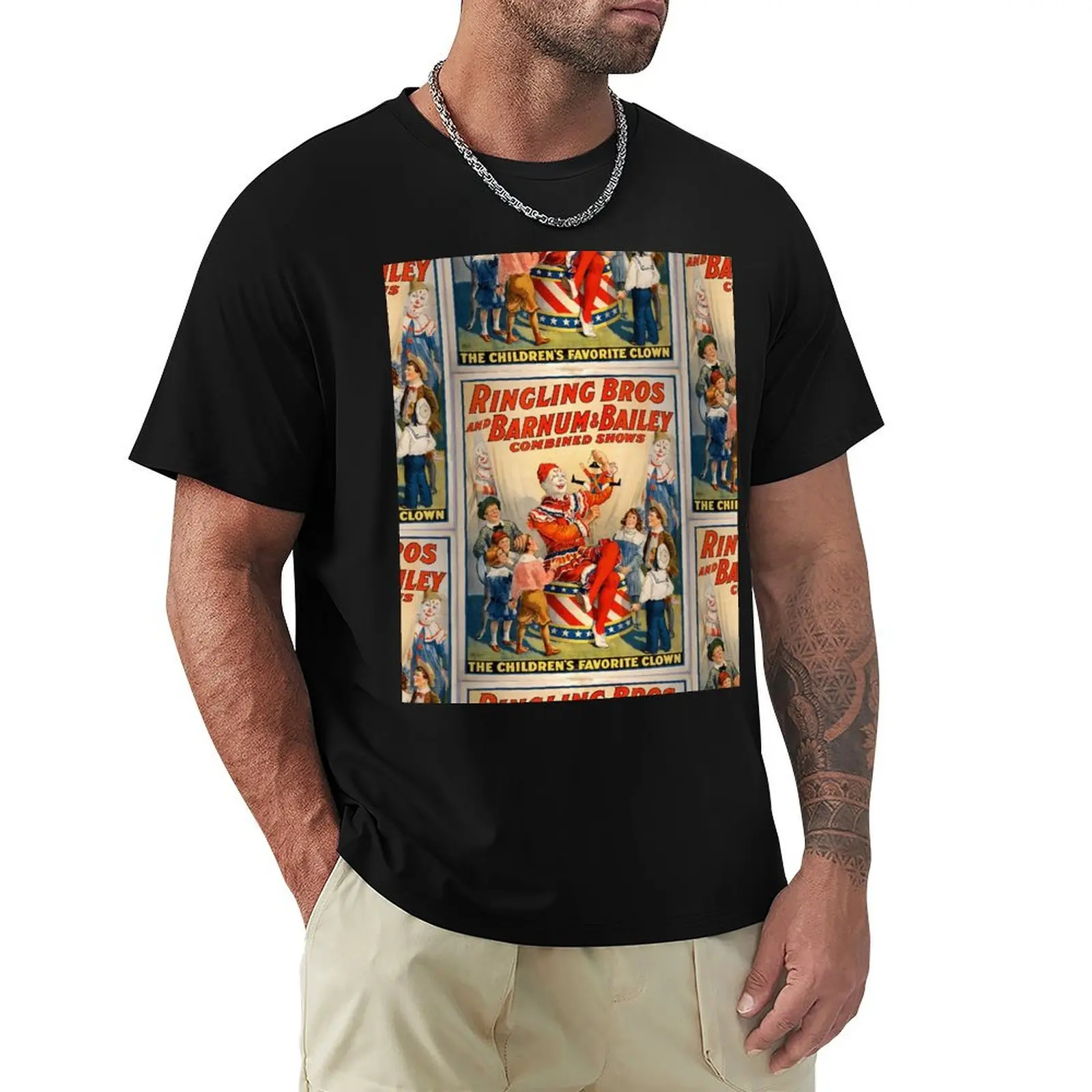 Vintage Circus Poster with Clowns T-Shirt Basic Lightweight Short Sleeve Tee