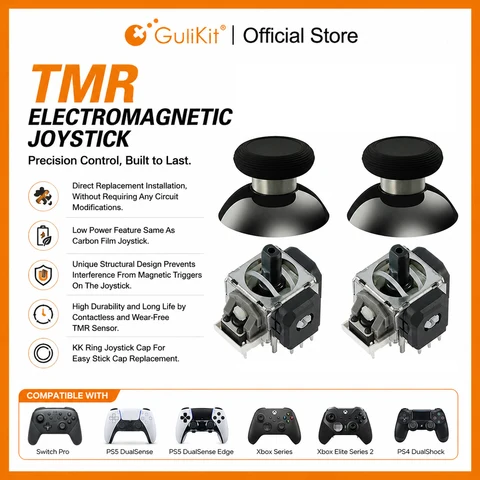 10 Pairs GuliKit TMR Joystick with Stick Caps for PS4 PS5/PS5 Edge…