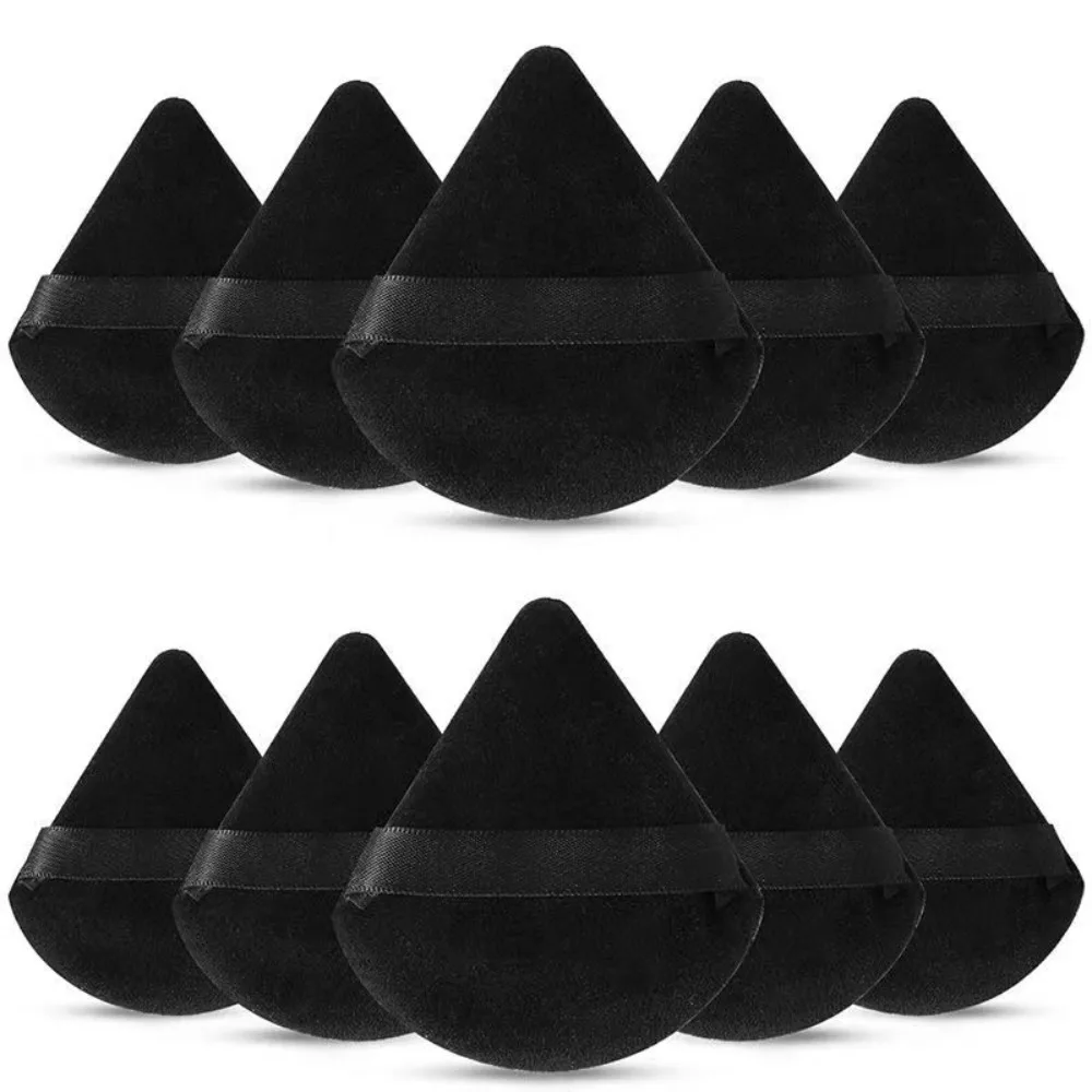 Ensemble d'éponges de maquillage noires sans Latex, 10 pièces, bouffantes d'œufs douces à double usage humide et sec pour poudre de crème liquide, tous Types de peau, mélangeur