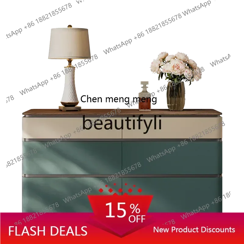 

11Light luxury bedside bucket cabinet custom bedroom walnut TV cabinet storage drawer storage porch chest cabinet