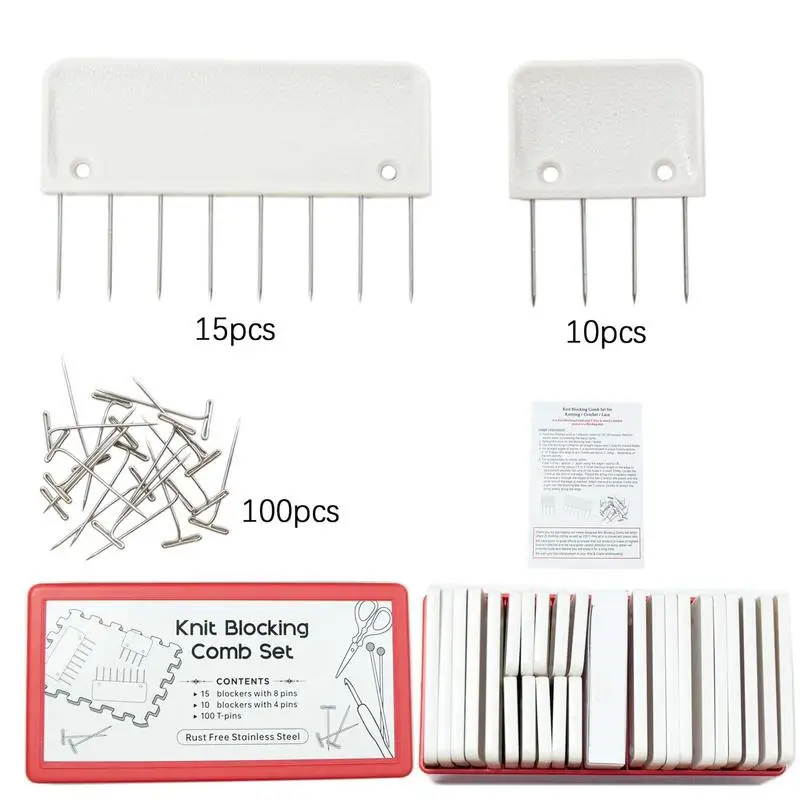 25*Knit Blocking Combs 100*T-pins Knit Blocking Combs Knit Blocking Needle and Pin Kit for blocking knitting and crochet project