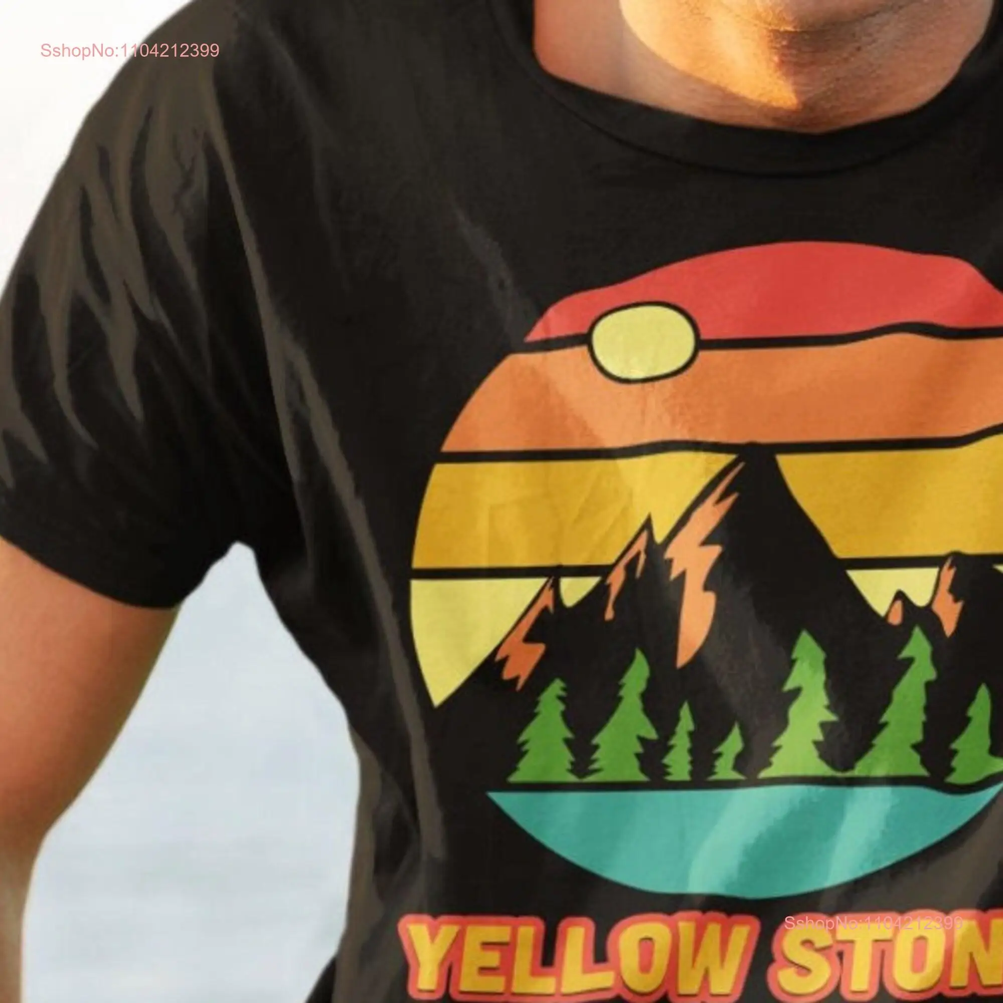 Wyoming Yellowstone National Park T shirt Mountain and Trees Camping Hiking Tops long or short sleeves