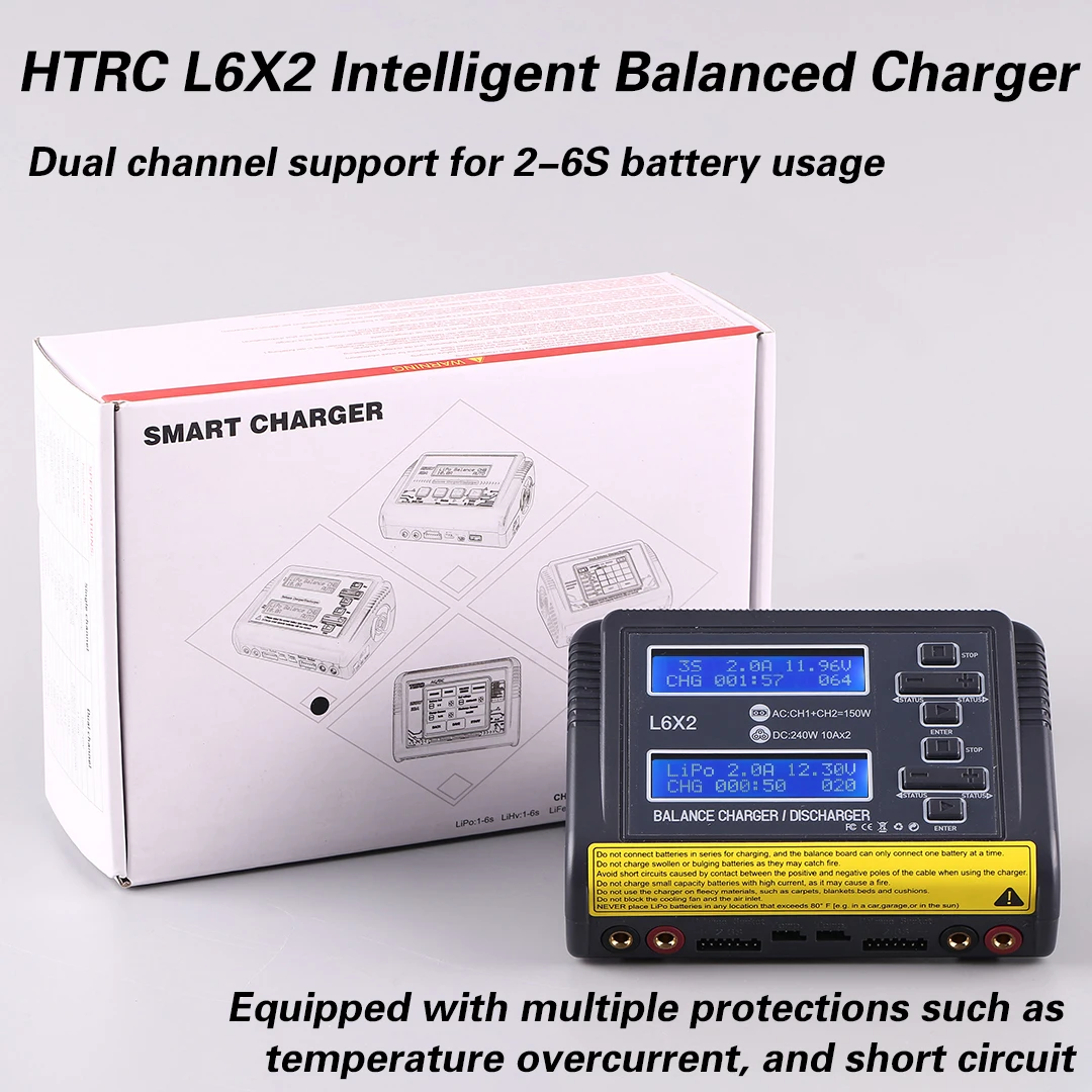 

HTRC L6X2Lipo Intelligent Balanced Charger for RC Model Aircraft Dual Channel 2-6S Remote Control LiPo Battery Charger