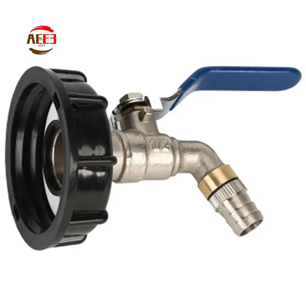 AEE3-IBC Ball Outlet Tap Tank 3/4Inch Food Grade Drain Adapter S60X6 1000 L Tank Rainwater Container Brass Hose Faucet Valve