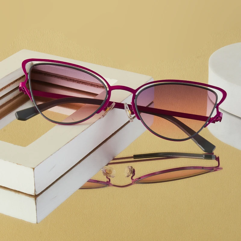 1Pc frauen Mode Gläser Neue Metall Cat-Eye Retro Vielseitig Persönlichkeit Hohl Trendy Street Style Täglichen Outdoor radfahren Sonne P