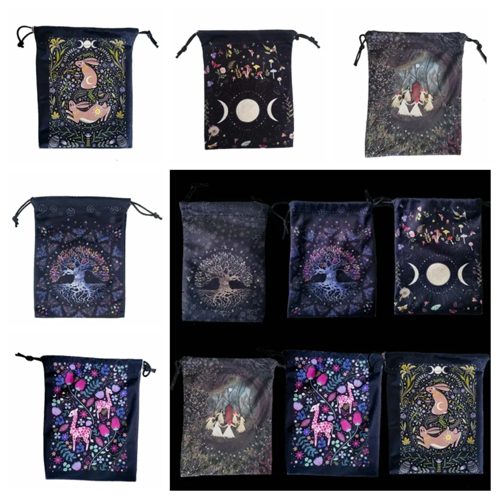 1 pz Constellation Card Storage Bag Mini accessori Mini gioco da tavolo pacchetto con coulisse Flower Rabbit Oracle Cards Storage Bag