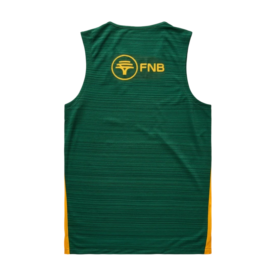 Springbok Rugby Players Issue Training Vest Sleeveless Jersey Quick Dry Green Yellow Color Block Sports Tank Top Family Matching